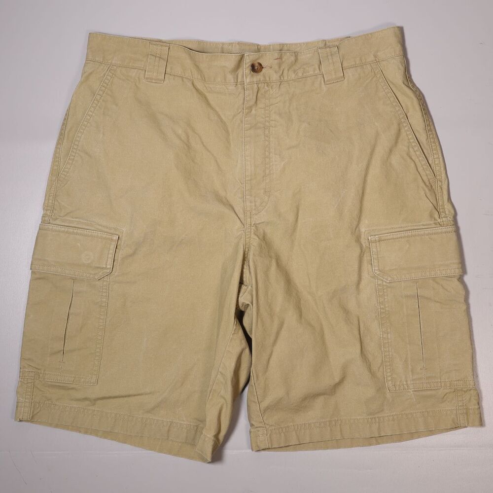 LL Bean Tropicweight Cargo Shorts Beige Cotton Outdoor Mens 34 x 10"